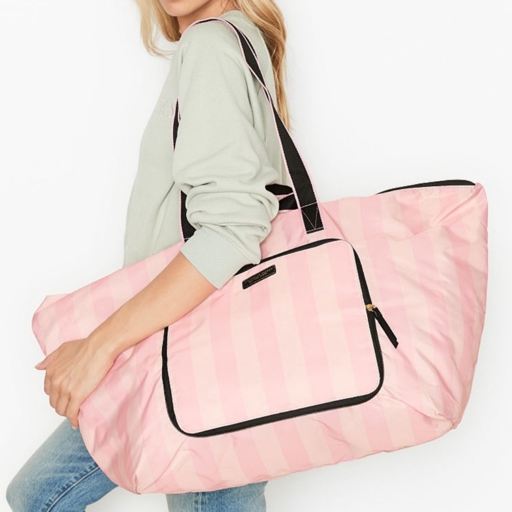 Victoria's Secret The VS Getaway Packable Weekender Signature Iconic Stripe Bag
